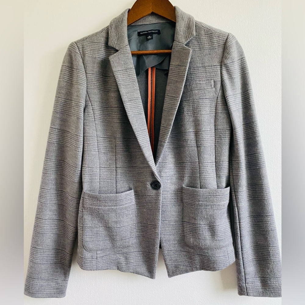 Banana Republic Charcoal Checkered Blazer